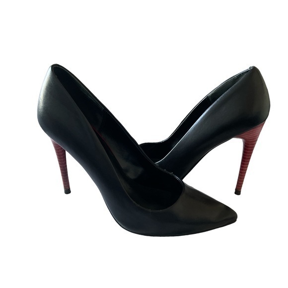 DMSX DONALD J PLINER BLACK LEATHER POINTY TOE CLASSY HEELS 8.5M #3038 - Picture 1 of 6